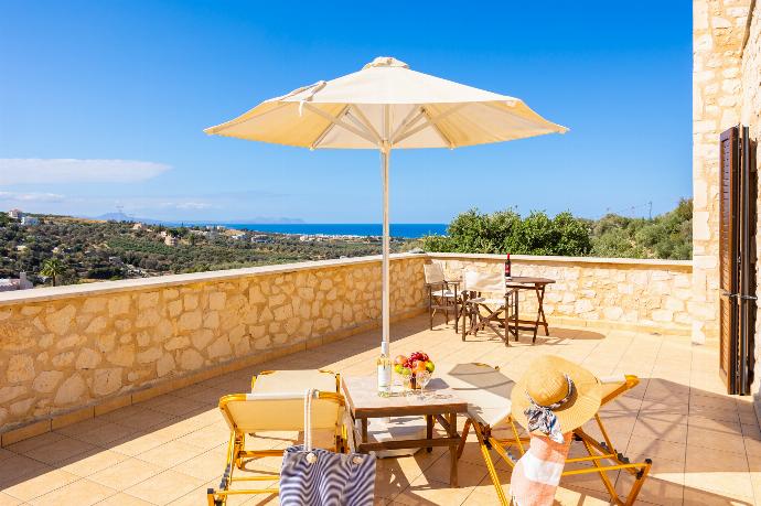 Upper terrace area with sea views . - Villa Hara Faragi . (Photo Gallery) }}