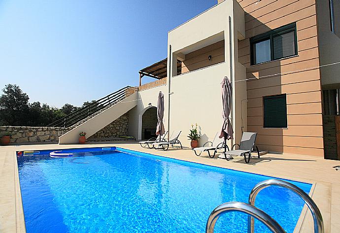 ,Private pool with terrace and garden area . - Villa Gerani Panorama . (Photo Gallery) }}