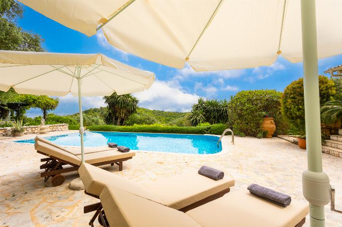 Private pool, terrace, and garden with sea views . - Villa Levanda . (Photo Gallery) }}