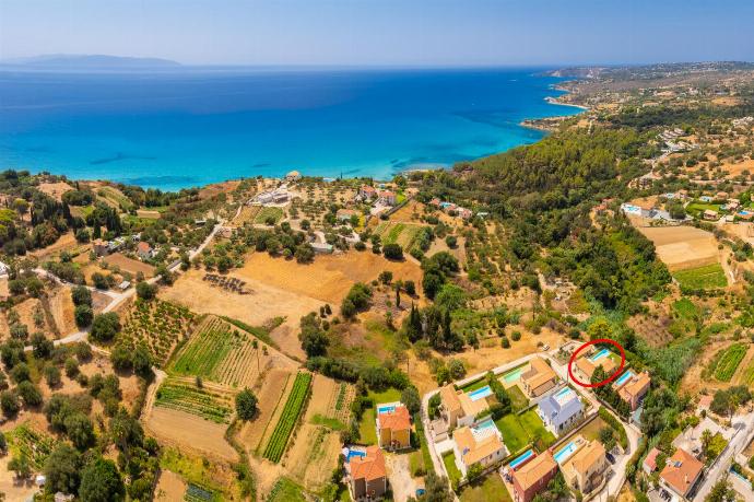 Aerial view showing location of Villa Petra . - Villa Petra . (Photo Gallery) }}