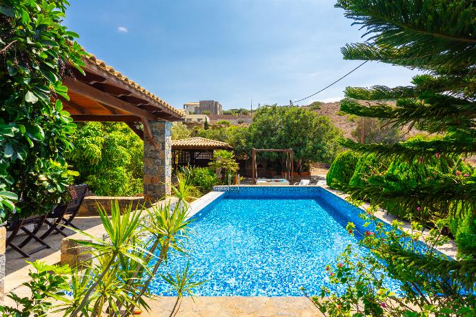 Private pool, terrace, and garden . - Villa Elounda Blue . (Photo Gallery) }}