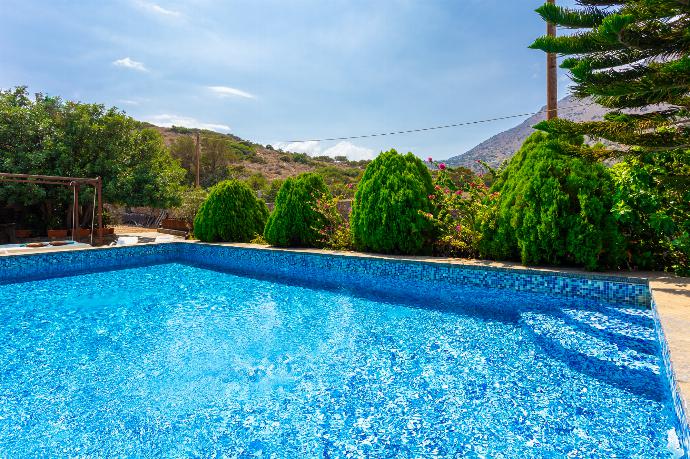 Private pool, terrace, and garden . - Villa Elounda Blue . (Photo Gallery) }}