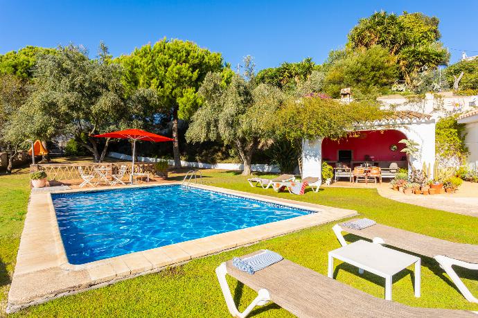 Private pool, terrace, and garden with sea views . - Villa La Higuera . (Photo Gallery) }}