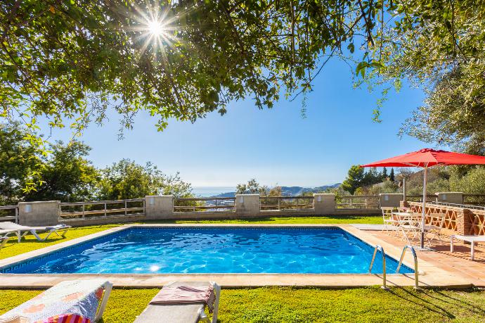 Private pool, terrace, and garden with sea views . - Villa La Higuera . (Photo Gallery) }}