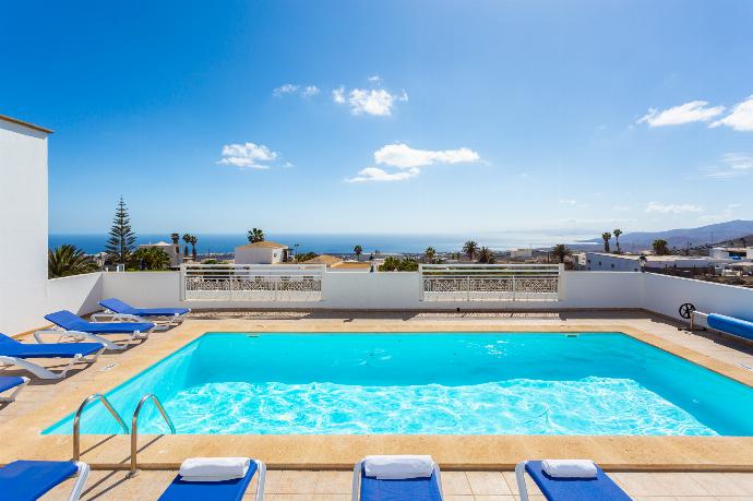 Private pool, terrace, and garden with sea views . - Villa El Callao . (Photo Gallery) }}
