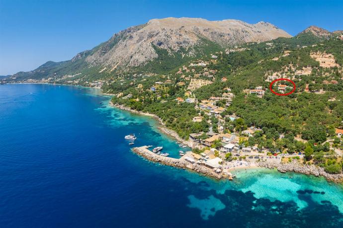 Aerial view showing location of villa . - Villa Theodora . (Photo Gallery) }}