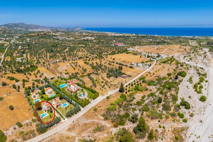 Aerial view showing location of villa . - Villa Afrodite Classico . (Photo Gallery) }}