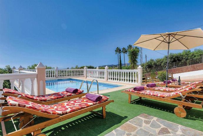 Private pool and terrace with panoramic sea views . - Villa Medina Paloma . (Photo Gallery) }}
