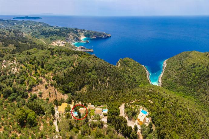 Aerial view showing location of villa . - Villa Jasmine . (Photo Gallery) }}