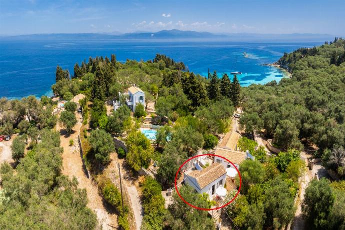 Aerial view showing location of cottage . - Eleni Cottage . (Photo Gallery) }}