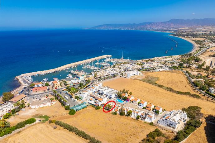 ,Aerial view showing location of maisonette . - Latchi Harbour Maisonette . (Galerie de photos) }}