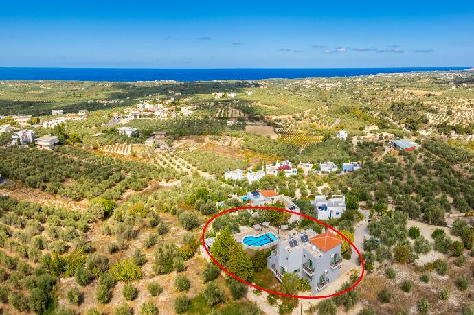 Aerial view showing location of villa . - Villa Kyveli . (Photo Gallery) }}