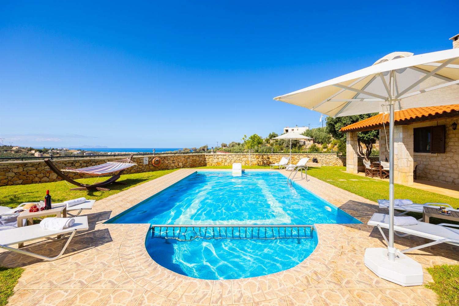 Private pool and terrace with sea views