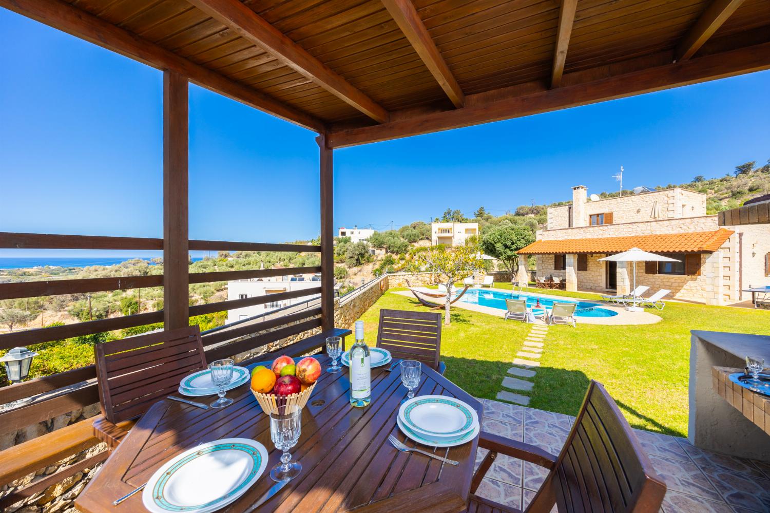 Sheltered terrace area with sea views