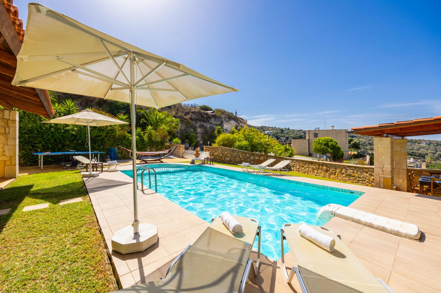 Private pool and terrace with sea views