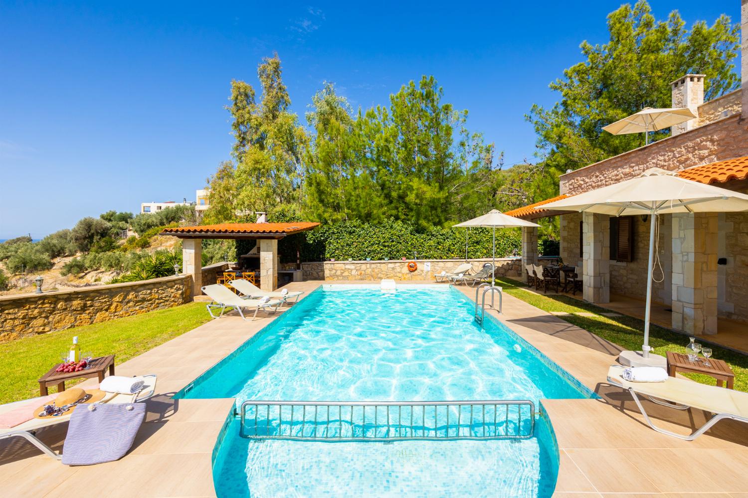 Private pool and terrace with sea views