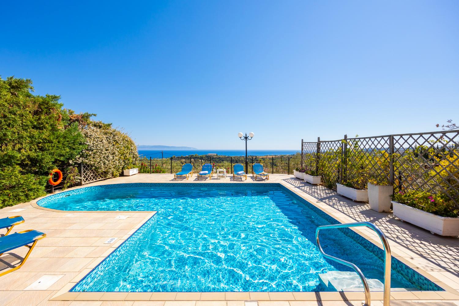 Private pool and terrace with sea views