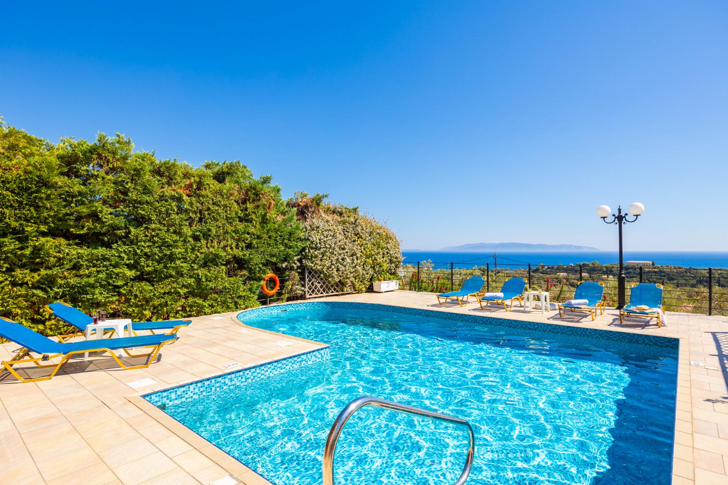 Private pool and terrace with sea views