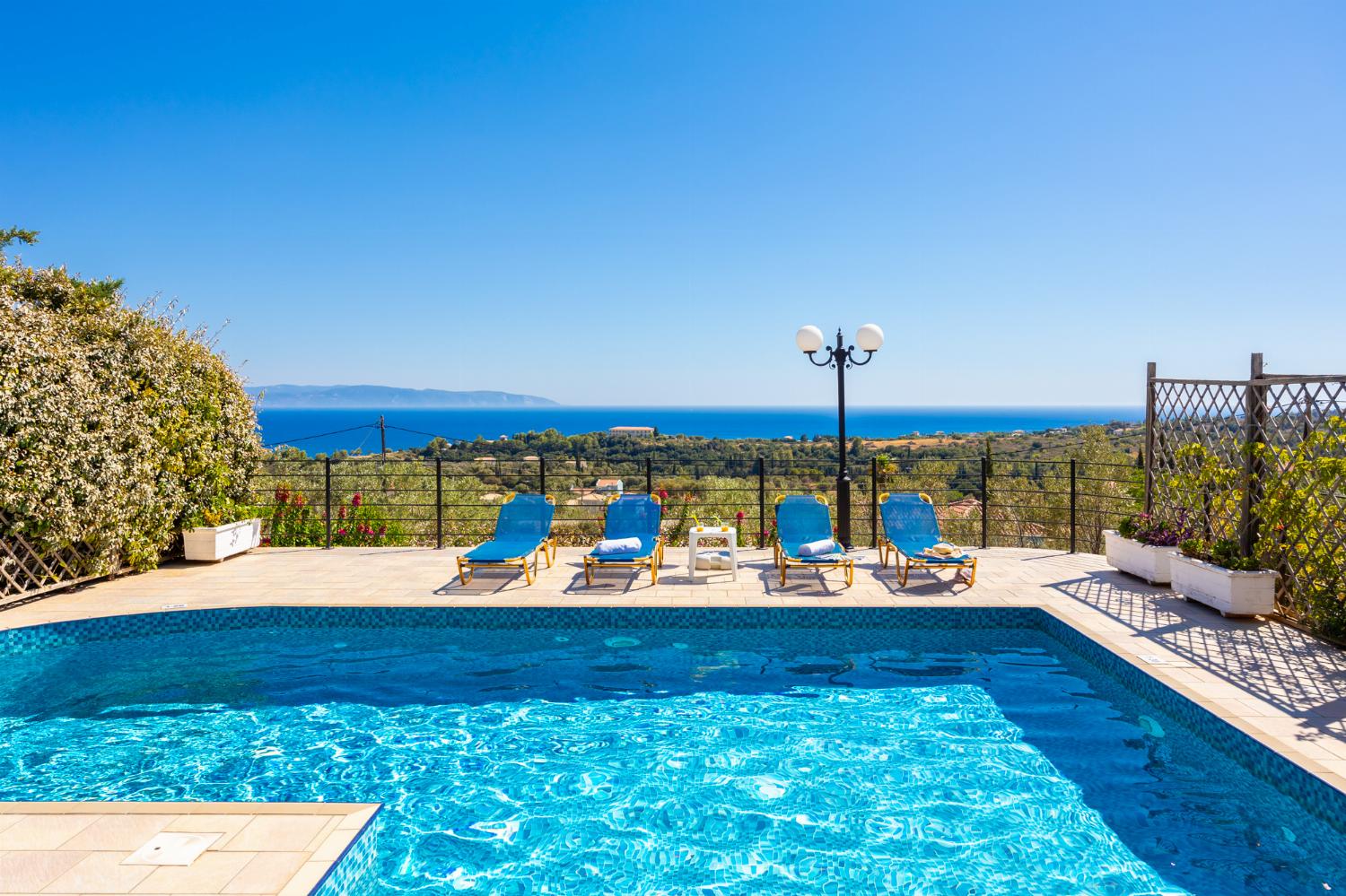 Private pool and terrace with sea views