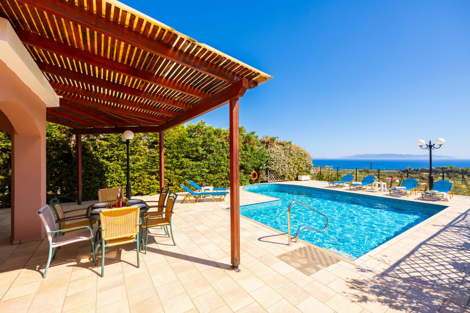 Private pool and terrace with sea views