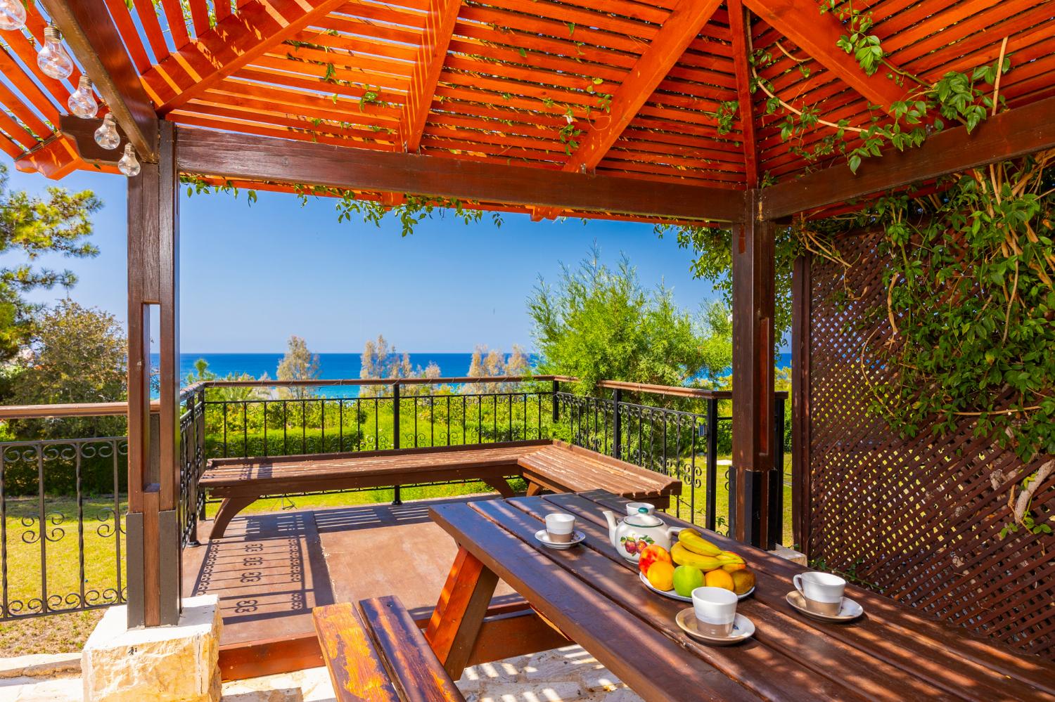 Sheltered terrace area with sea views