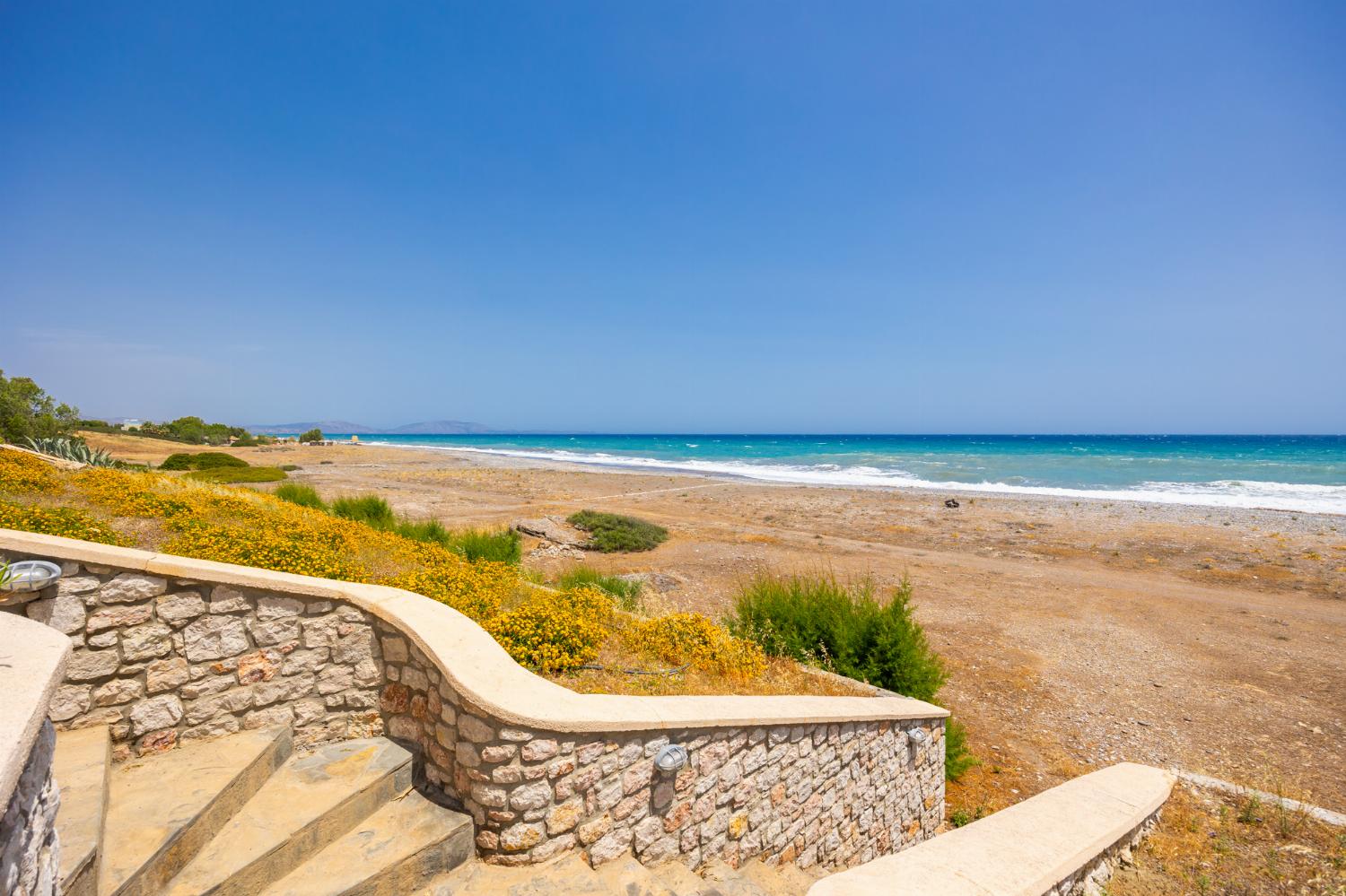 Stairs to beach in front of villa