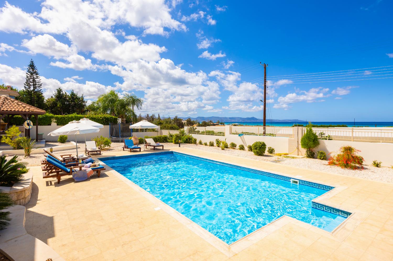 Private pool and terrace with sea views