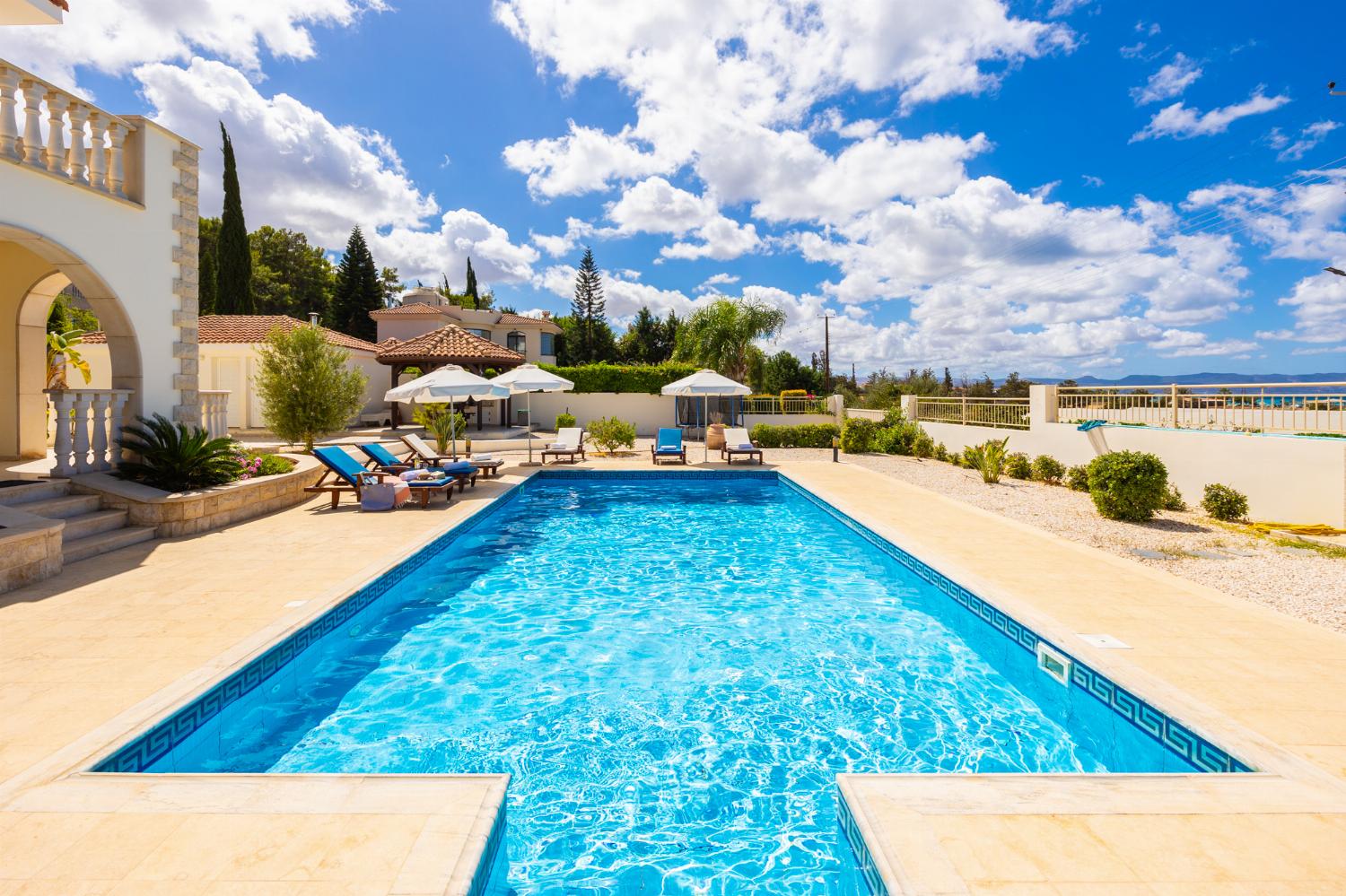 Private pool and terrace with sea views