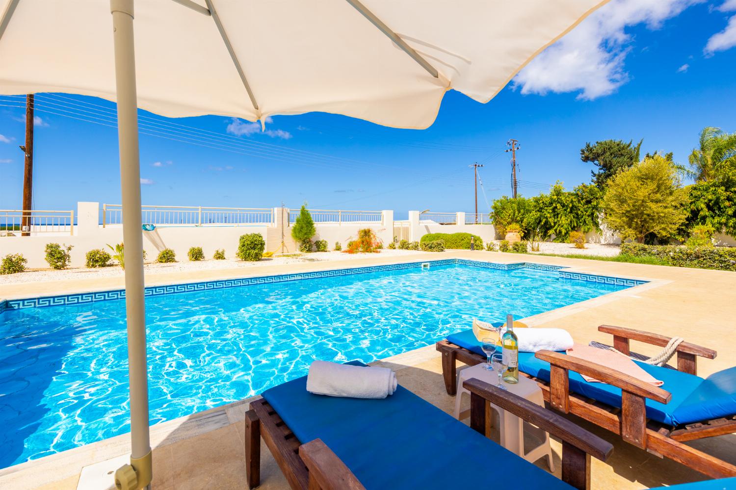 Private pool and terrace with sea views