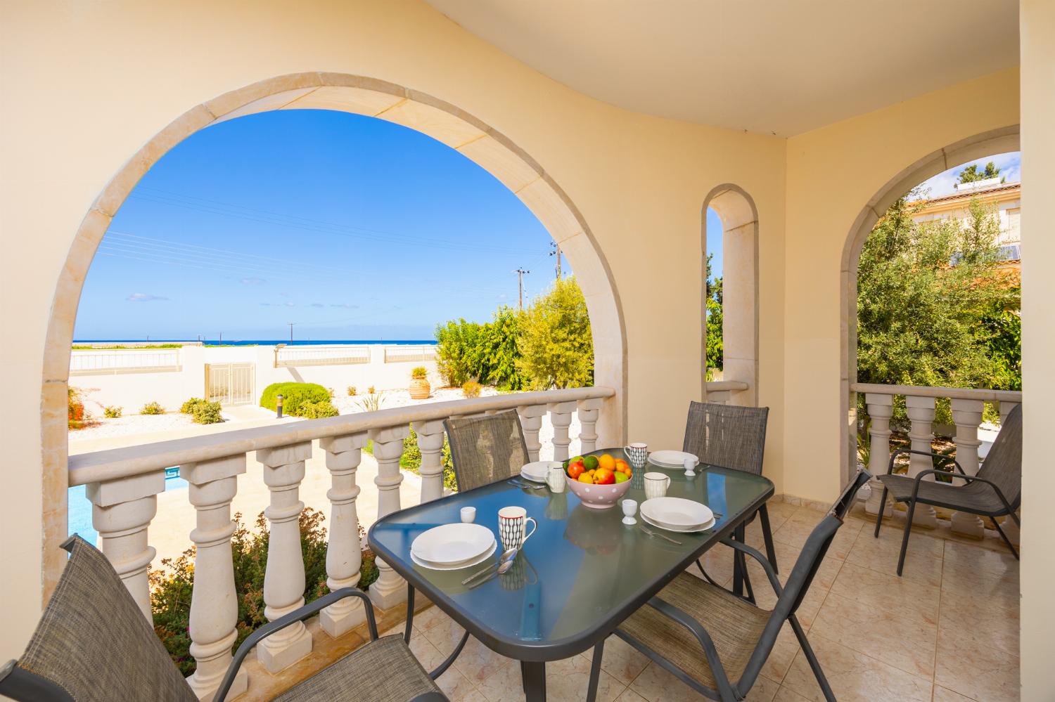 Sheltered terrace area with sea views