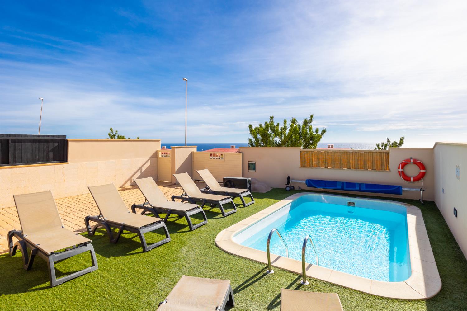 Private pool and terrace with sea views