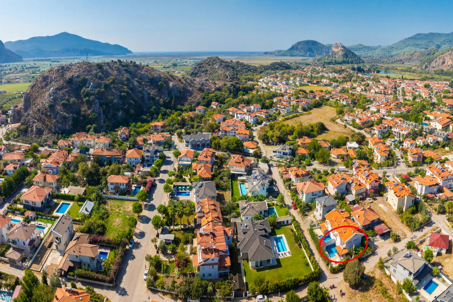 Aerial view showing location of Villa Ada 1