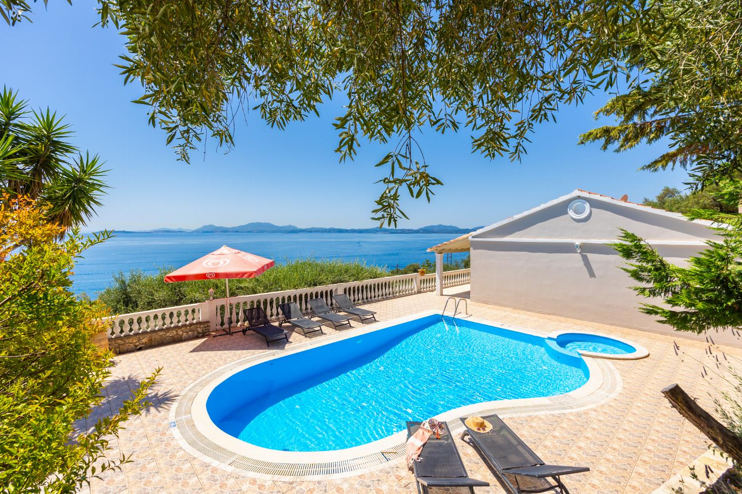 ,Beautiful villa with private pool and terrace with panoramic sea views