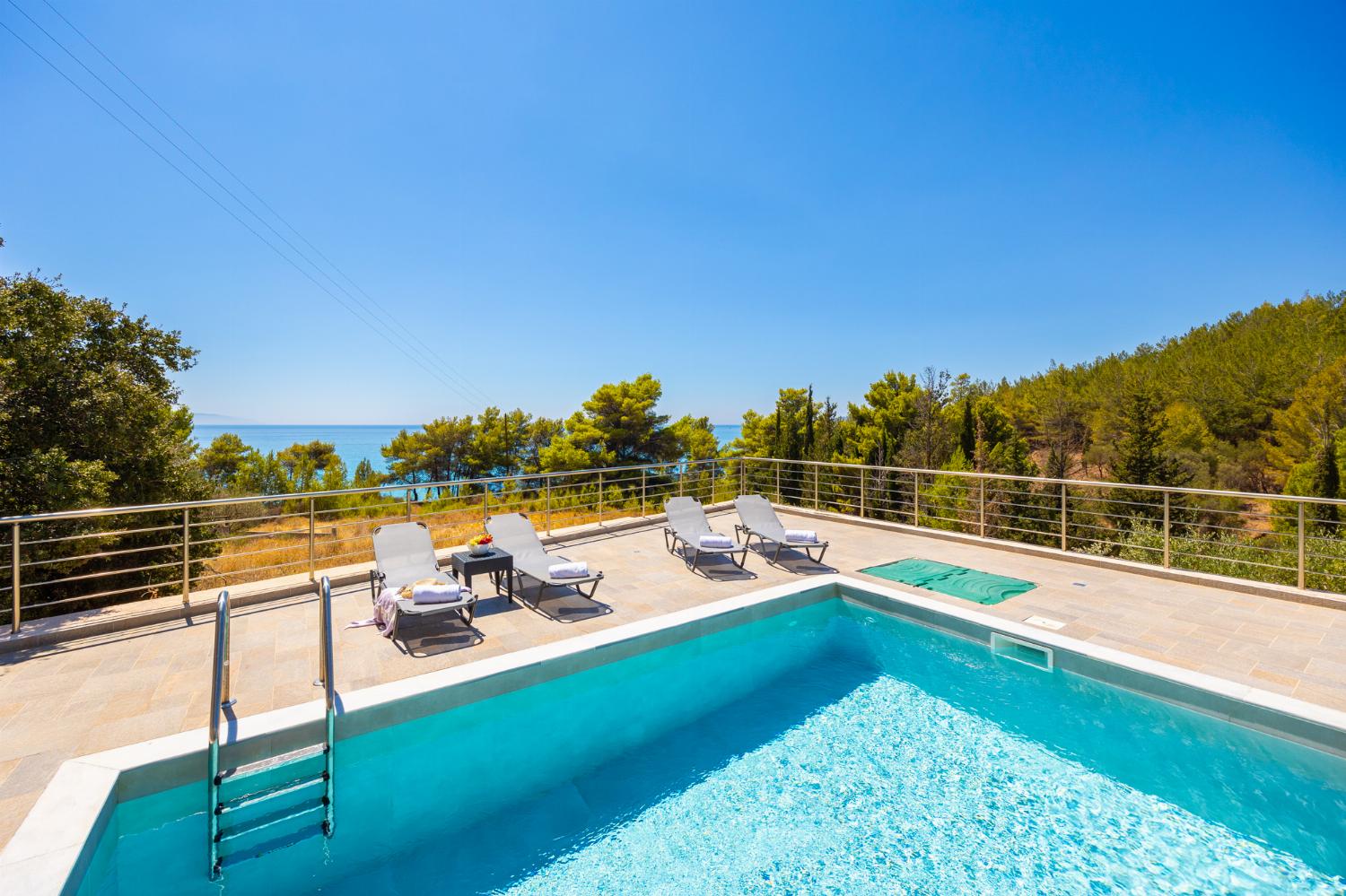 Private pool and terrace with sea views