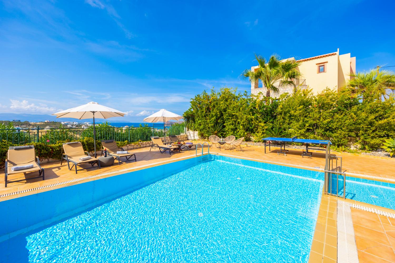 Private pool and terrace with sea views