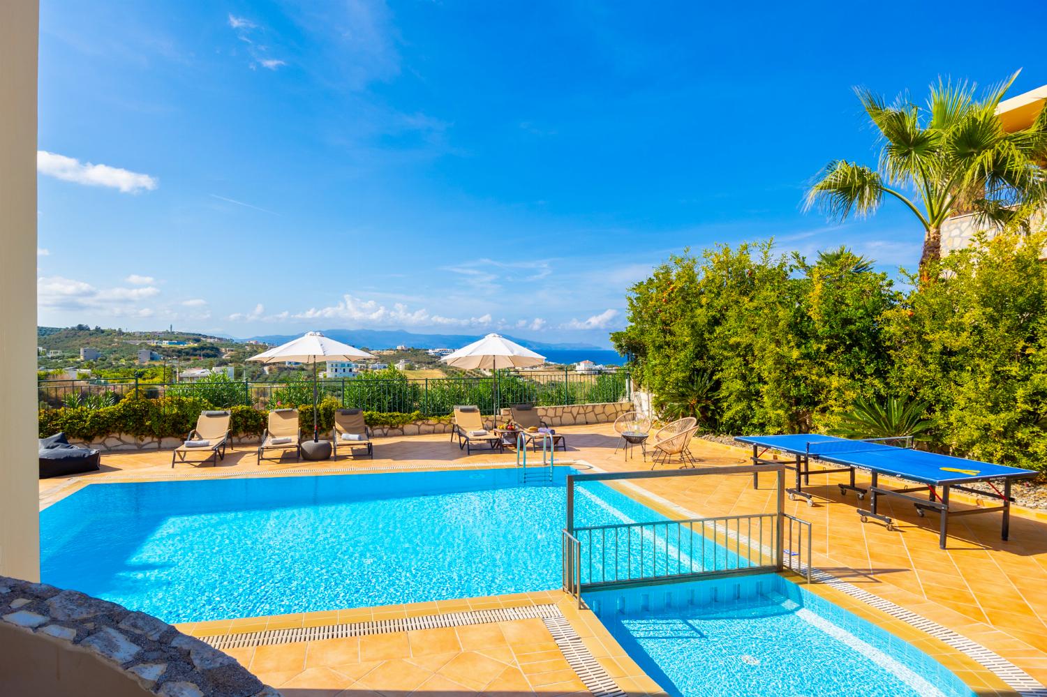 Private pool and terrace with sea views