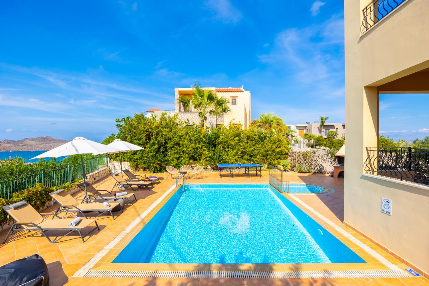 Private pool and terrace with sea views