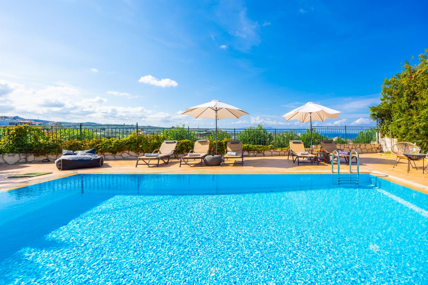 Private pool and terrace with sea views