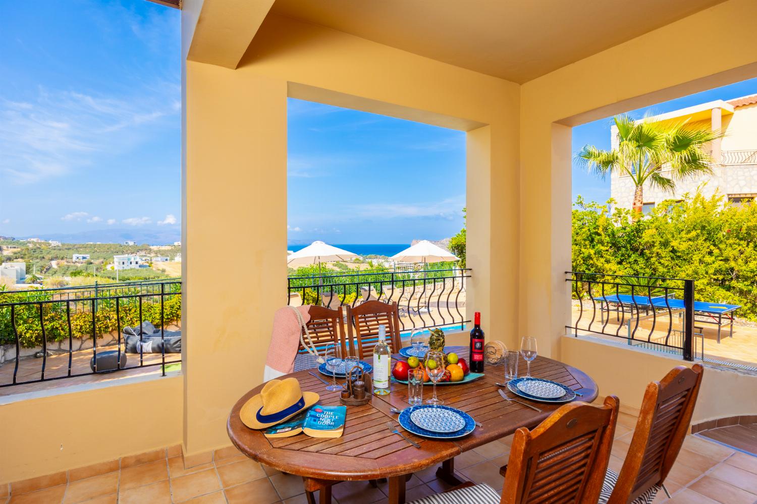 Sheltered terrace area with sea views