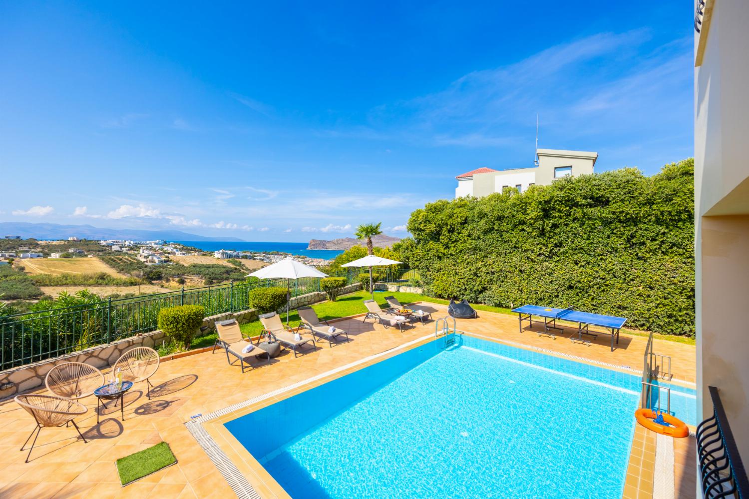 Private pool and terrace with sea views