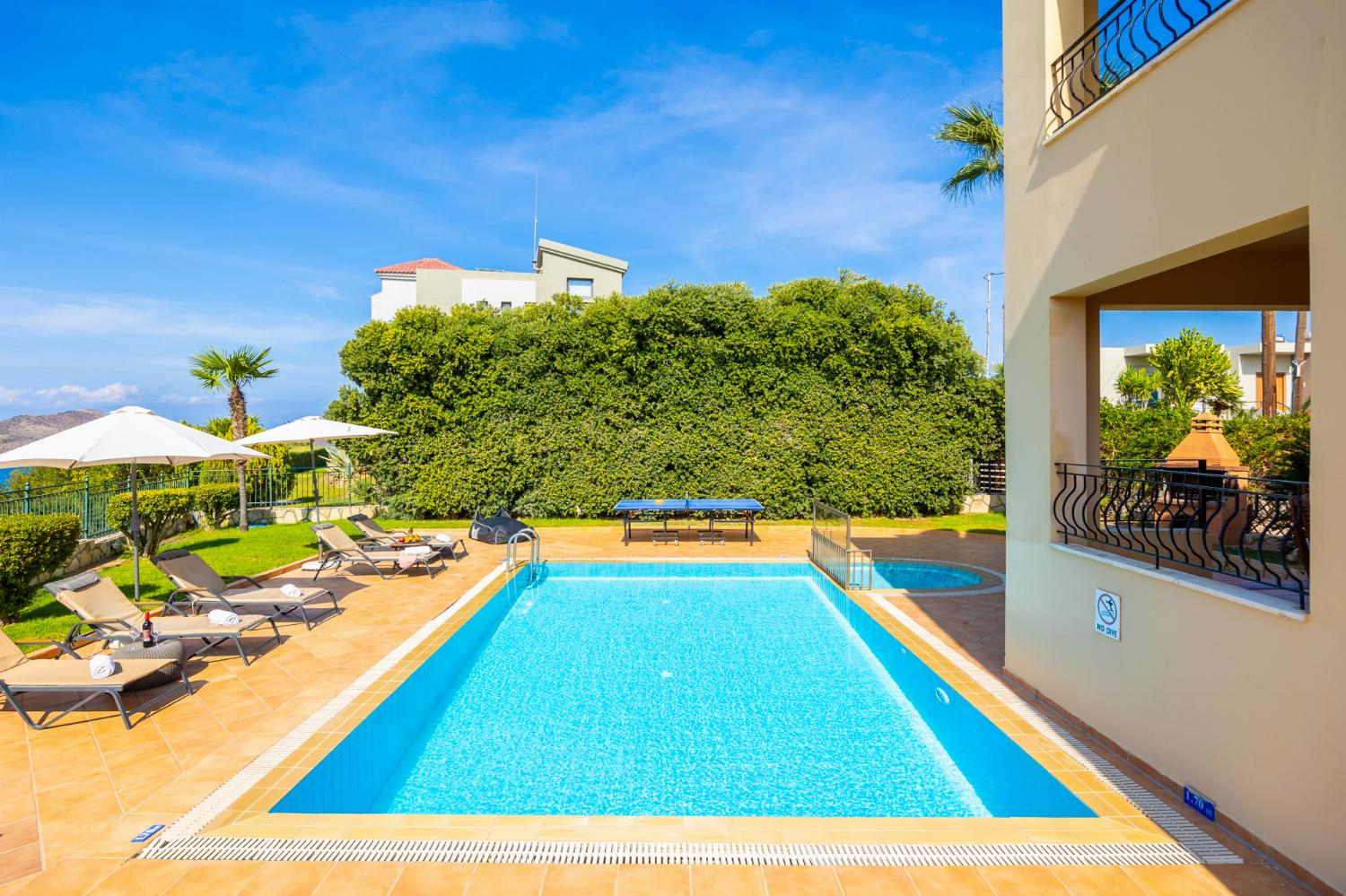 Private pool and terrace with sea views