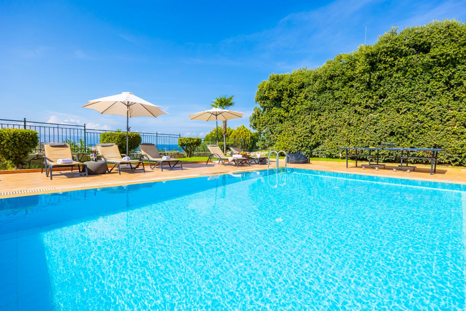 Private pool and terrace with sea views