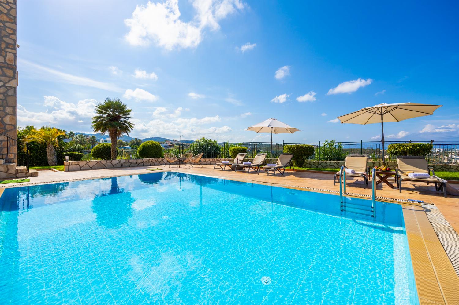 Private pool and terrace with sea views