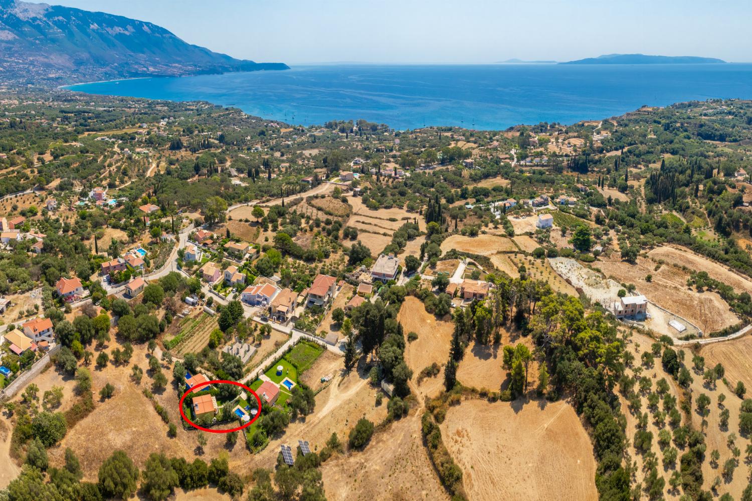 Aerial view showing location of Villa Memi