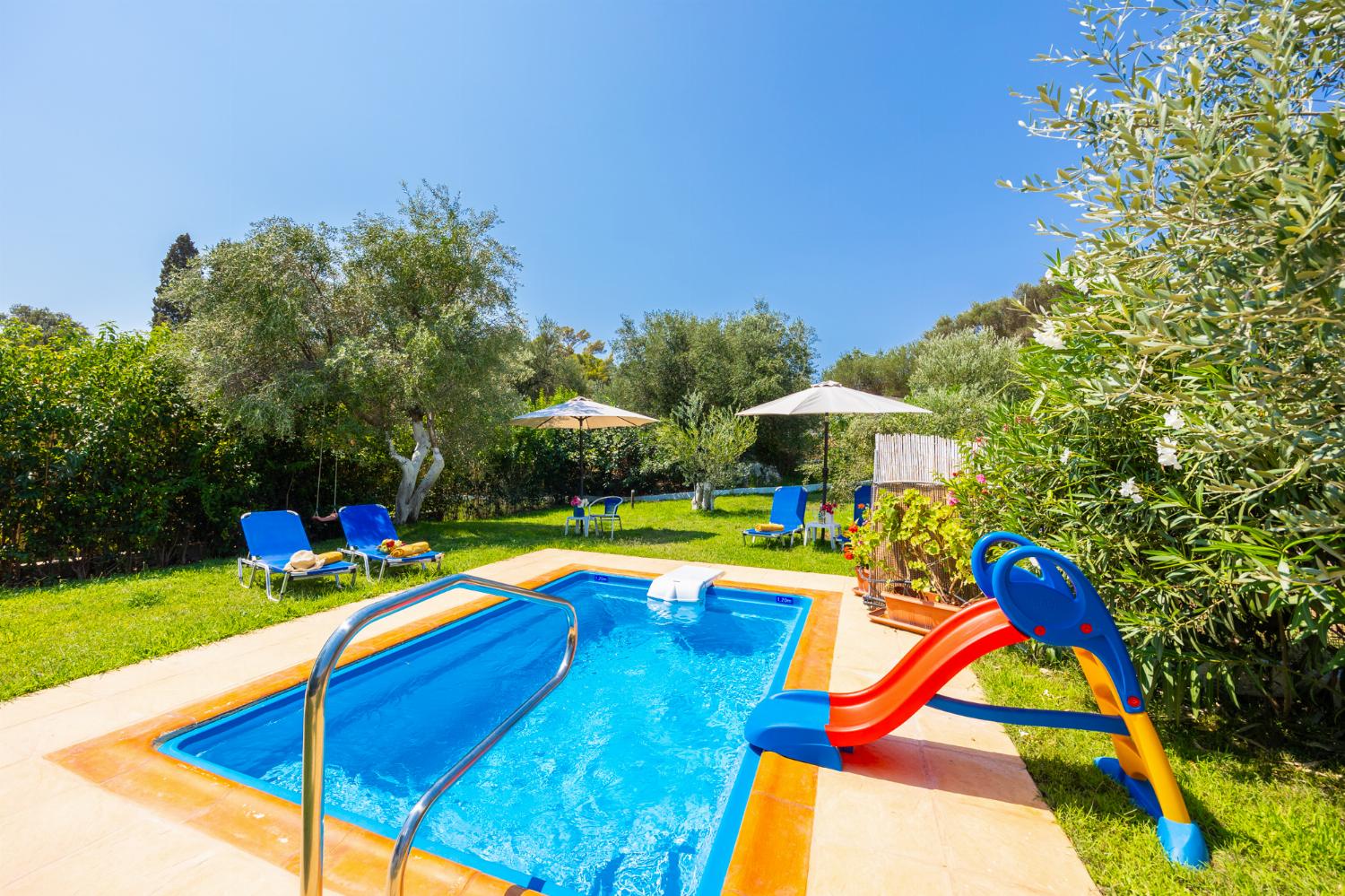 Private pool, terrace, and garden