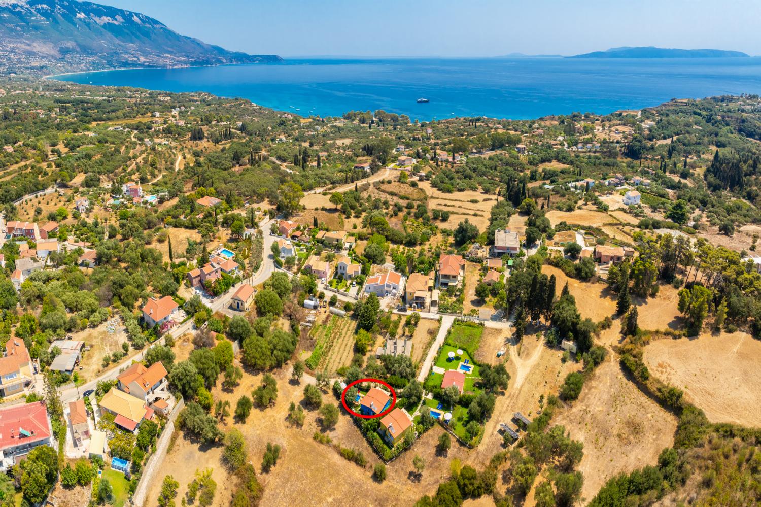 Aerial view showing location of Villa Aggiolina