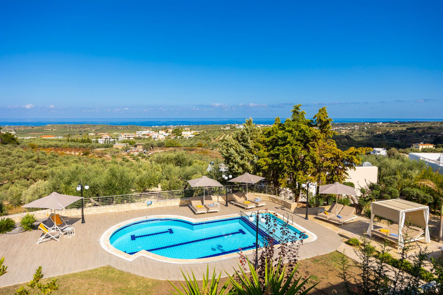 Private pool and terrace with sea views