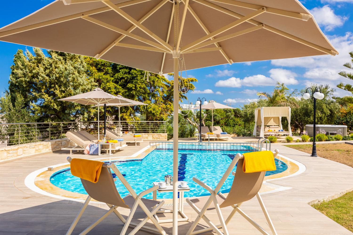 Private pool and terrace with sea views