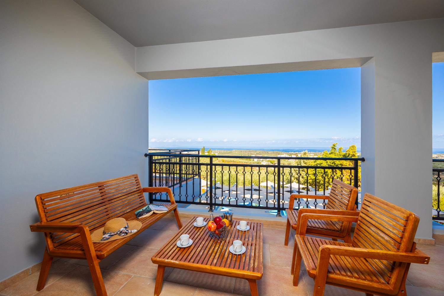 Sheltered balcony area with sea views