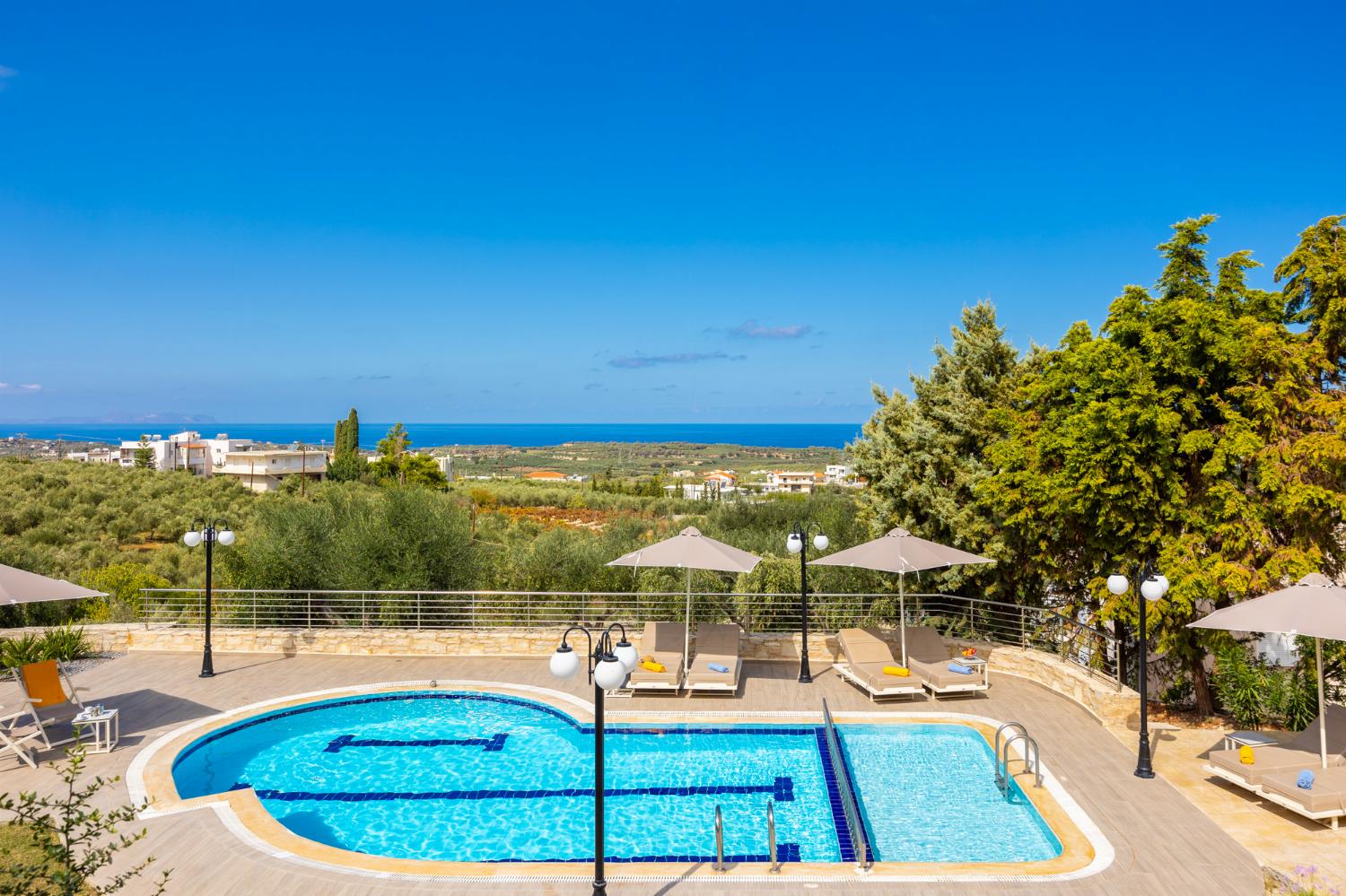 Private pool and terrace with sea views